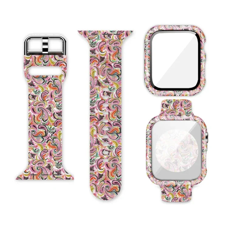 Silicone Printing Integrated Replacement Watch Case Watchband, For Apple Watch Series 3 & 2 & 1 38mm