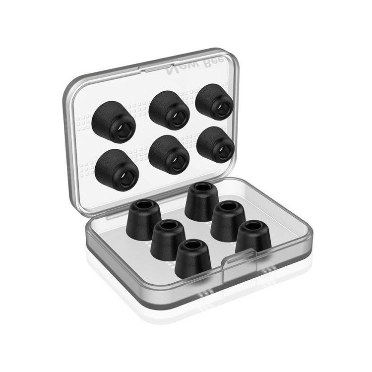 6 Pares de Tampões de Espuma de Memória de Recuo Lento New Bee NB-M1 com Caixa de Armazenamento, Adequados para Tampões de Auriculares de 5mm-7mm, Espuma de Memória Preta
