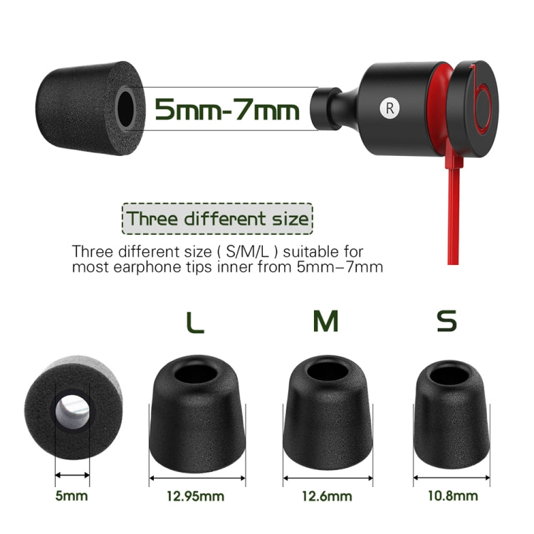 6 Pares de Tampões de Espuma de Memória de Recuo Lento New Bee NB-M1 com Caixa de Armazenamento, Adequados para Tampões de Auriculares de 5mm-7mm, Espuma de Memória Preta