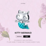 Contas de Gato Sereia em Prata Esterlina S925 para DIY Pulseira Colar Acessórios, Gato Sereia