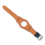 Leather replacement watchband for Apple Watch, designed for series 7, SE, 5, 4, adjustable, comfortable fit.