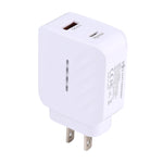 LZ-822A+C Carregador de Viagem Rápido PD 20W USB-C / Type-C + QC 3.0 USB, Ficha US, Ficha EU