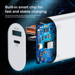 LZ-822A+C Carregador de Viagem Rápido PD 20W USB-C / Type-C + QC 3.0 USB, Ficha US, Ficha EU