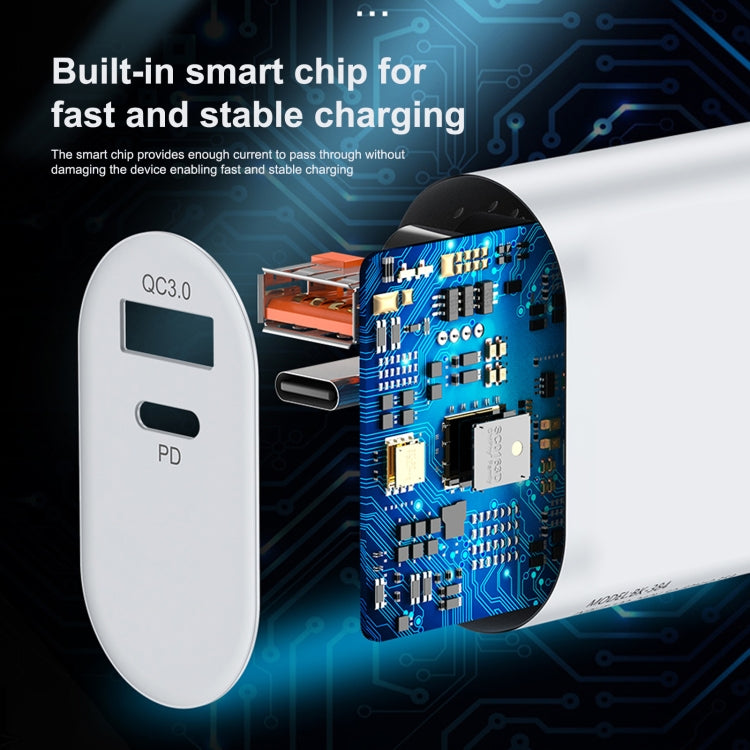 LZ-822A+C Carregador de Viagem Rápido PD 20W USB-C / Type-C + QC 3.0 USB, Ficha US, Ficha EU