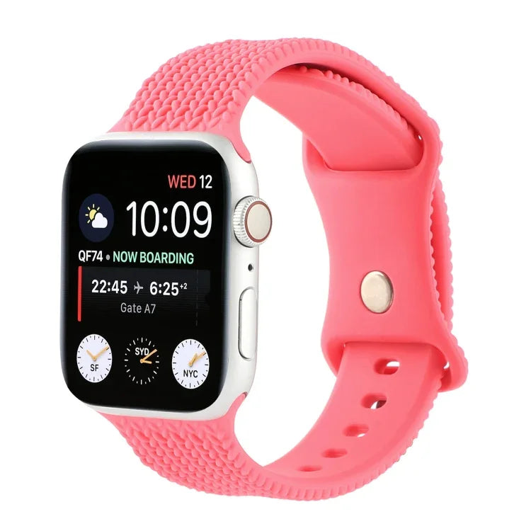 Pulseira de Relógio em Silicone com Fivela Figura 8 e Padrão Trançado para Apple Watch Series, 7 45mm / 6 & SE & 5 & 4 44mm / 3 & 2 & 1 42mm, 7 41mm / 6 & SE & 5 & 4 40mm / 3 & 2 & 1 38mm