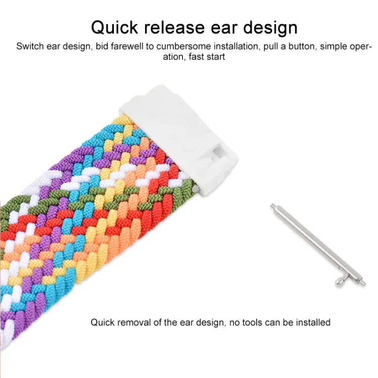 For Samsung Galaxy Watch 46mm Adjustable Nylon Braided Elasticity Replacement Strap Watchband, 165mm