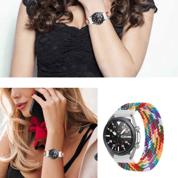 Pulseira de Substituição Ajustável em Nylon Trançado com Elasticidade para Samsung Galaxy Watch 3 41mm, 165mm