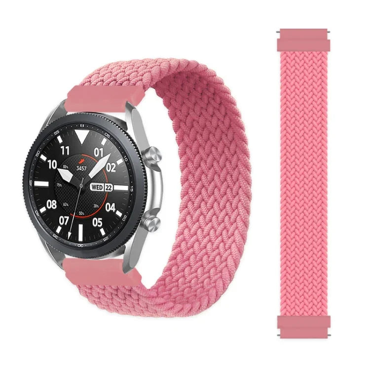 For Samsung Galaxy Watch 3 45mm Adjustable Nylon Braided Elasticity Replacement Strap Watchband, 165mm