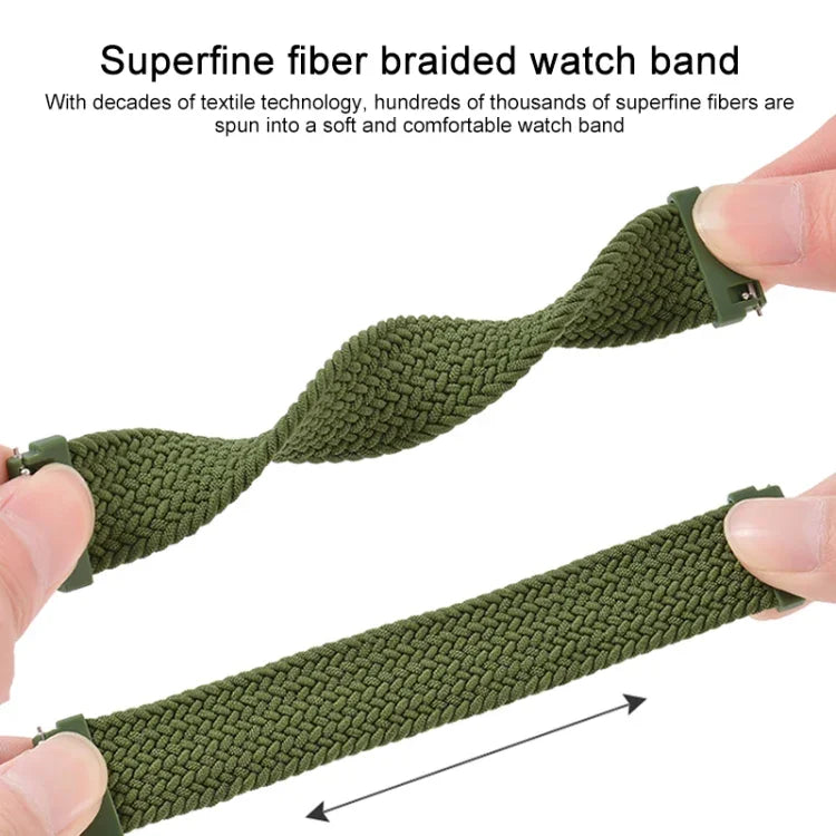 For Samsung Galaxy Watch 3 45mm Adjustable Nylon Braided Elasticity Replacement Strap Watchband, 165mm
