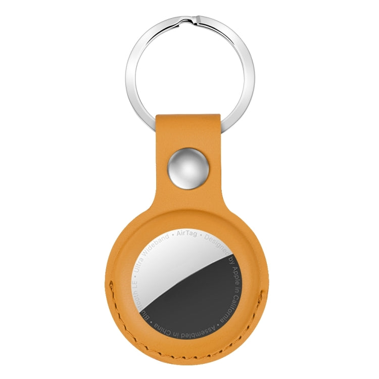Capa protetora em pele anti-riscos e amortecedora para AirTag 2ª geração / AirTag 1ª geração com argola para pendurar e chaveiro