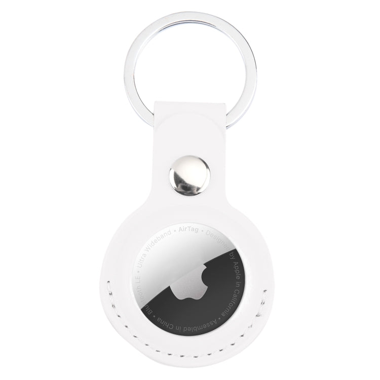 Capa protetora em pele anti-riscos e amortecedora para AirTag 2ª geração / AirTag 1ª geração com argola para pendurar e chaveiro