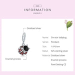 Pendente de Joaninha em Prata Esterlina S925 para DIY Pulseira Colar Acessórios, Pendente de Joaninha