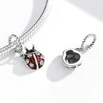Pendente de Joaninha em Prata Esterlina S925 para DIY Pulseira Colar Acessórios, Pendente de Joaninha