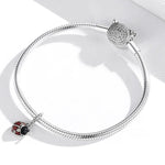 Pendente de Joaninha em Prata Esterlina S925 para DIY Pulseira Colar Acessórios, Pendente de Joaninha