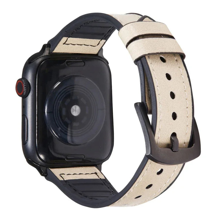 Crazy Horse Texture Leather Replacement Watchbands For Apple Watch Series, 7 45mm / 6 & SE & 5 & 4 44mm / 3 & 2 & 1 42mm, 7 41mm / 6 & SE & 5 & 4 40mm / 3 & 2 & 1 38mm