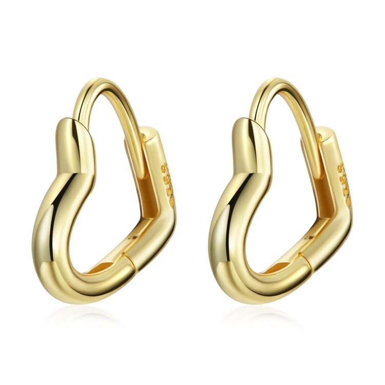 Brincos Femininos em Prata Esterlina S925 com Pino de Ouvido em Forma de Coração Vazado, Coração Vazado (Prateado), Coração Vazado (Dourado)