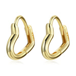 Brincos Femininos em Prata Esterlina S925 com Pino de Ouvido em Forma de Coração Vazado, Coração Vazado (Prateado), Coração Vazado (Dourado)