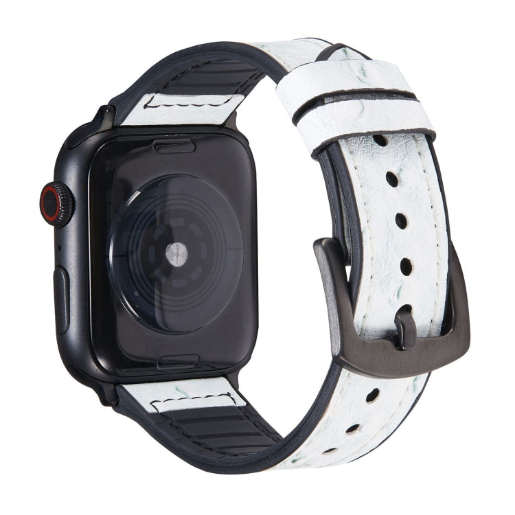 Pulseiras de substituição em pele com textura de avestruz Para Apple Watch Series, 7 45mm / 6 & SE & 5 & 4 44mm / 3 & 2 & 1 42mm, 7 41mm / 6 & SE & 5 & 4 40mm / 3 & 2 & 1 38mm