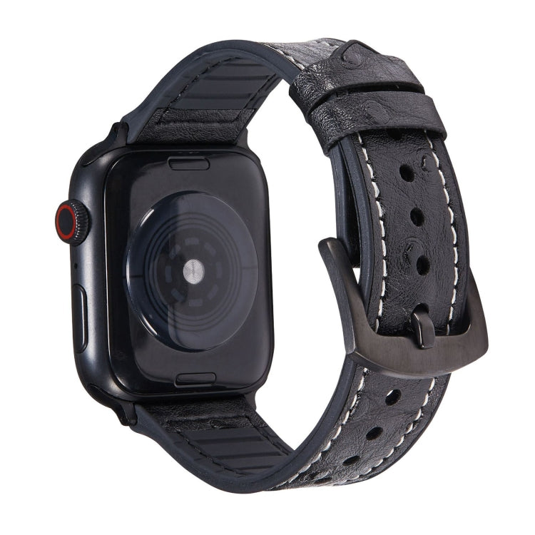 Pulseiras de substituição em pele com textura de avestruz Para Apple Watch Series, 7 45mm / 6 & SE & 5 & 4 44mm / 3 & 2 & 1 42mm, 7 41mm / 6 & SE & 5 & 4 40mm / 3 & 2 & 1 38mm