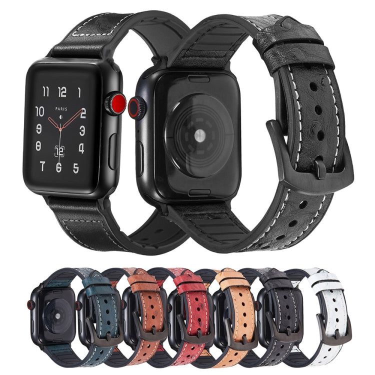 Pulseiras de substituição em pele com textura de avestruz Para Apple Watch Series, 7 45mm / 6 & SE & 5 & 4 44mm / 3 & 2 & 1 42mm, 7 41mm / 6 & SE & 5 & 4 40mm / 3 & 2 & 1 38mm