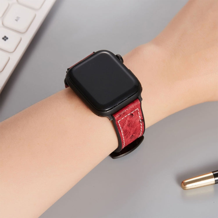 Pulseiras de substituição em pele com textura de avestruz Para Apple Watch Series, 7 45mm / 6 & SE & 5 & 4 44mm / 3 & 2 & 1 42mm, 7 41mm / 6 & SE & 5 & 4 40mm / 3 & 2 & 1 38mm