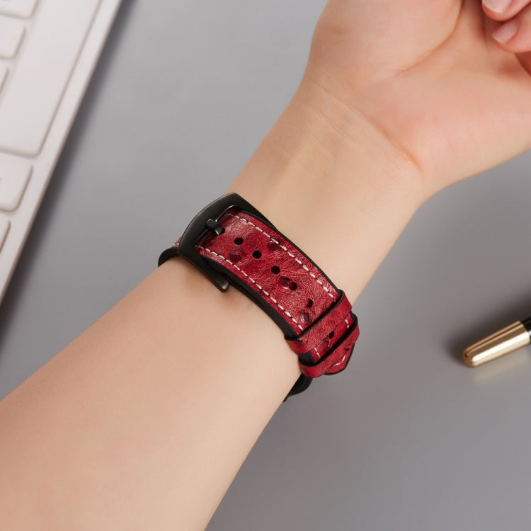 Pulseiras de substituição em pele com textura de avestruz Para Apple Watch Series, 7 45mm / 6 & SE & 5 & 4 44mm / 3 & 2 & 1 42mm, 7 41mm / 6 & SE & 5 & 4 40mm / 3 & 2 & 1 38mm