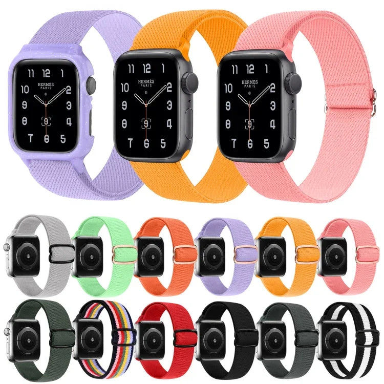 Pulseira de substituição em nylon com fivela em forma de 8, Para Apple Watch Series 9&8&7 41mm / SE 3&SE 2&6&SE&5&4 40mm / 3&2&1 38mm, Para Apple Watch Series  7  45mm / & 6 & SE & 5 & 4 44mm