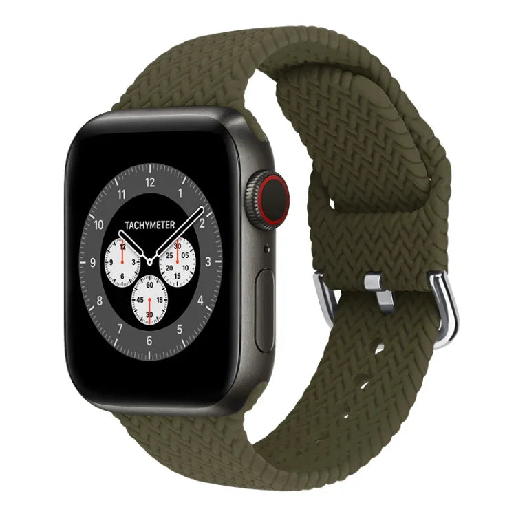 Pulseiras de substituição em silicone trançado com fivela Para Apple Watch Series, 7 45mm / 6 & SE & 5 & 4 44mm / 3 & 2 & 1 42mm, 7 41mm / 6 & SE & 5 & 4 40mm / 3 & 2 & 1 38mm