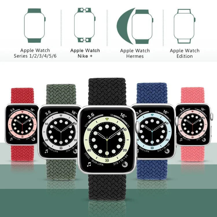 Pulseira de substituição em nylon trançado Metal Head cor sólida Para Apple Watch Series 6 & SE & 5 & 4 40mm / 3 & 2 & 1 38mm, L 155mm