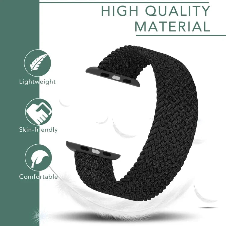 Metal Head Braided Nylon Solid Color Replacement Strap Watchband For Apple Watch Series 6 & SE & 5 & 4 44mm / 3 & 2 & 1 42mm, L 165mm