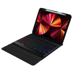 B011S Capa de couro para teclado Bluetooth retroiluminado destacável com suporte triangular e suporte para caneta, para iPad 9,7 2018 e 2017 / Pro 9,7 / Air 2, para iPad 10,2 2020 e 2019 / Pro 10,5 polegadas / Air 3 10,5 polegadas