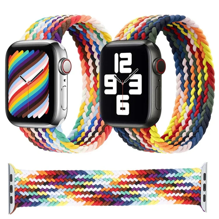 Pulseiras de substituição com laço único trançado arco-íris, Tamanho: S 135mm Para Apple Watch Series 6 & SE & 5 & 4 44mm / 3 & 2 & 1 42mm, S 135mm 44mm / 42mm
