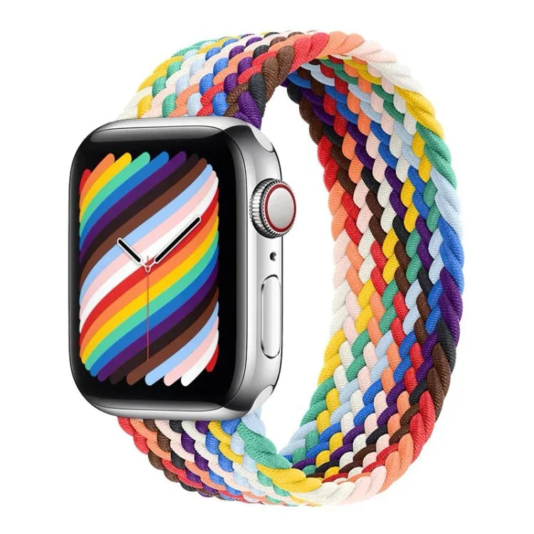 Pulseiras de substituição com laço único trançado arco-íris, Tamanho: L 155mm Para Apple Watch Series 6 & SE & 5 & 4 40mm / 3 & 2 & 1 38mm, L 155mm 40mm / 38mm