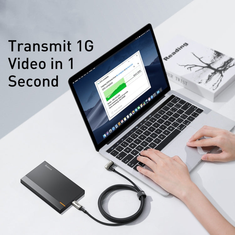 Cabo Baseus CATPN-01 100W 5A PD3.1 Gen2 USB-C / Type-C para USB-C / Type-C HD de Ecrã Igual Coaxial, Comprimento do Cabo: 1,5m