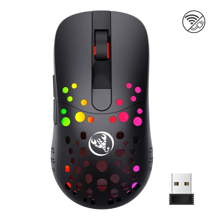 HXSJ T100 10000 DPI Rato com Fios e Sem Fios Modo Duplo Definição Macro RGB