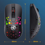 HXSJ T100 10000 DPI Rato com Fios e Sem Fios Modo Duplo Definição Macro RGB