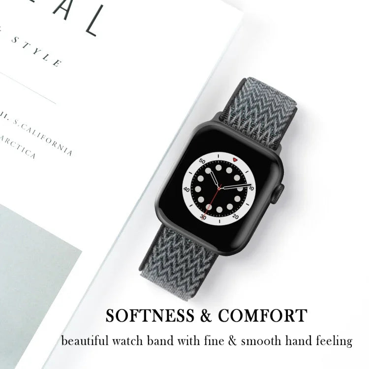 Correias de Relógio de Nylon com Textura Ondulada para Substituição Para Apple Watch Series, 7 45mm / 6 & SE & 5 & 4 44mm / 3 & 2 & 1 42mm, 7 41mm / 6 & SE & 5 & 4 40mm / 3 & 2 & 1 38mm
