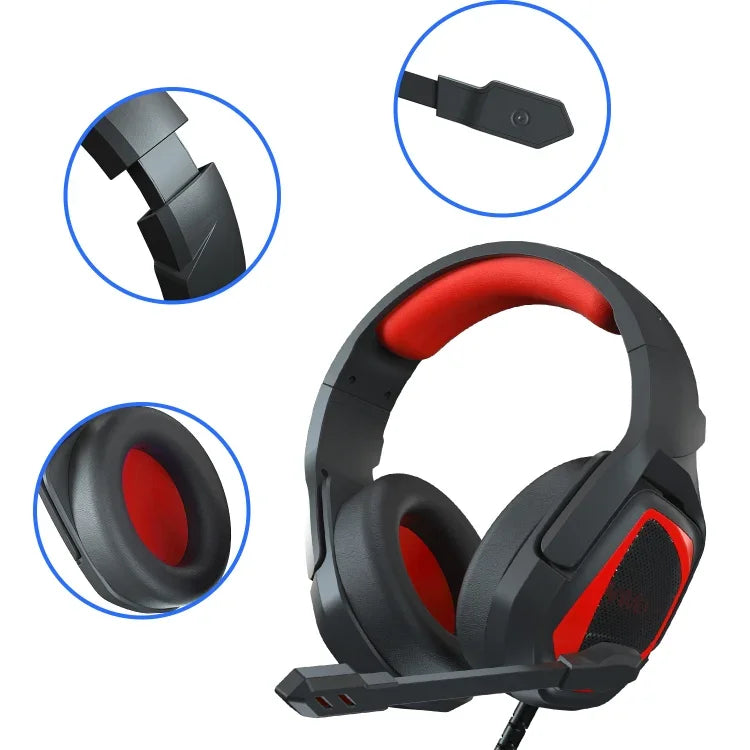 Anivia MH602 Auscultadores Gaming com Fio e Microfone 3,5mm, MH602 (Preto Vermelho), MH602 (Preto Azul), MH602 (Preto Roxo)