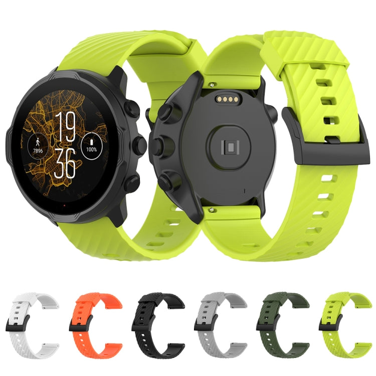 For Suunto 7 24mm Solid Color Silicone Replacement Strap Watchband