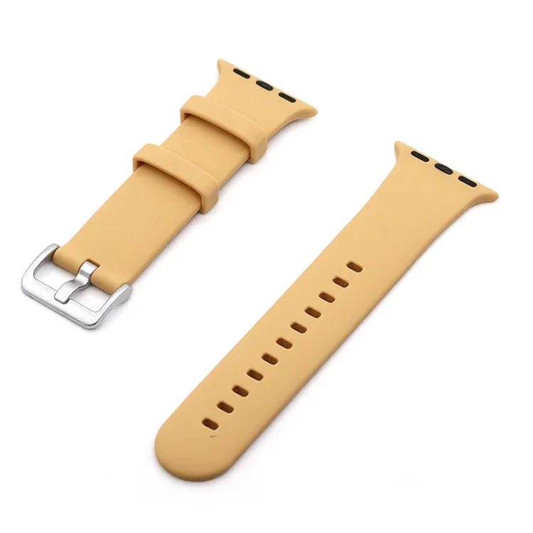 Correia de Substituição em Silicone com Fivela Prateada, Para Apple Watch Series 7  41mm / & 6 & SE & 5 & 4 40mm, Para Apple Watch Series  7  45mm / & 6 & SE & 5 & 4 44mm