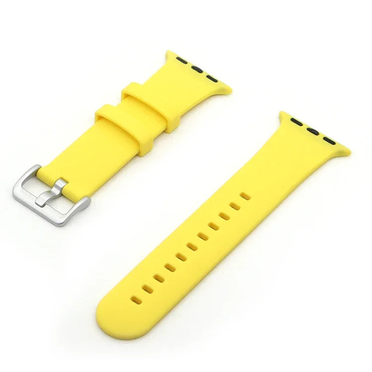 Correia de Substituição em Silicone com Fivela Prateada, Para Apple Watch Series 7  41mm / & 6 & SE & 5 & 4 40mm, Para Apple Watch Series  7  45mm / & 6 & SE & 5 & 4 44mm