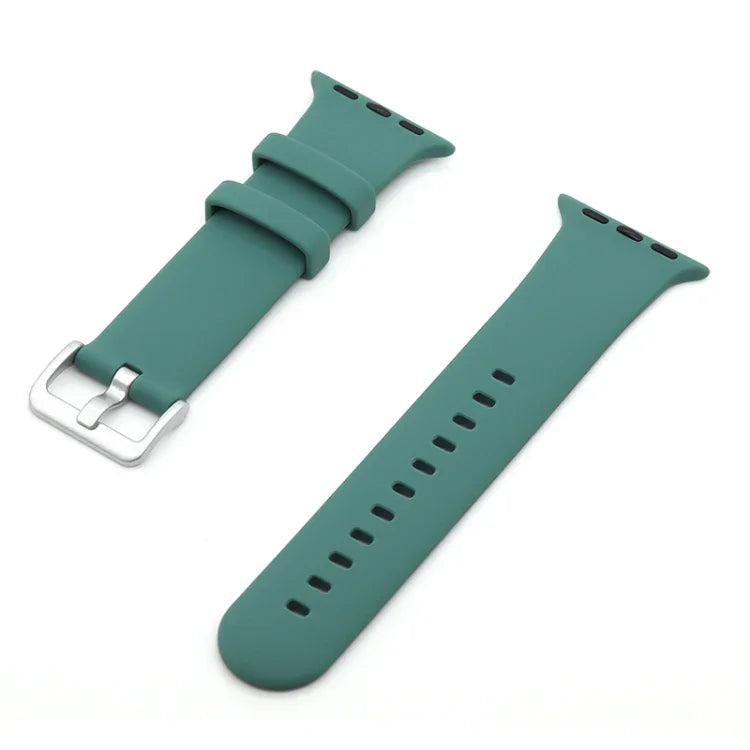 Correia de Substituição em Silicone com Fivela Prateada, Para Apple Watch Series 7  41mm / & 6 & SE & 5 & 4 40mm, Para Apple Watch Series  7  45mm / & 6 & SE & 5 & 4 44mm
