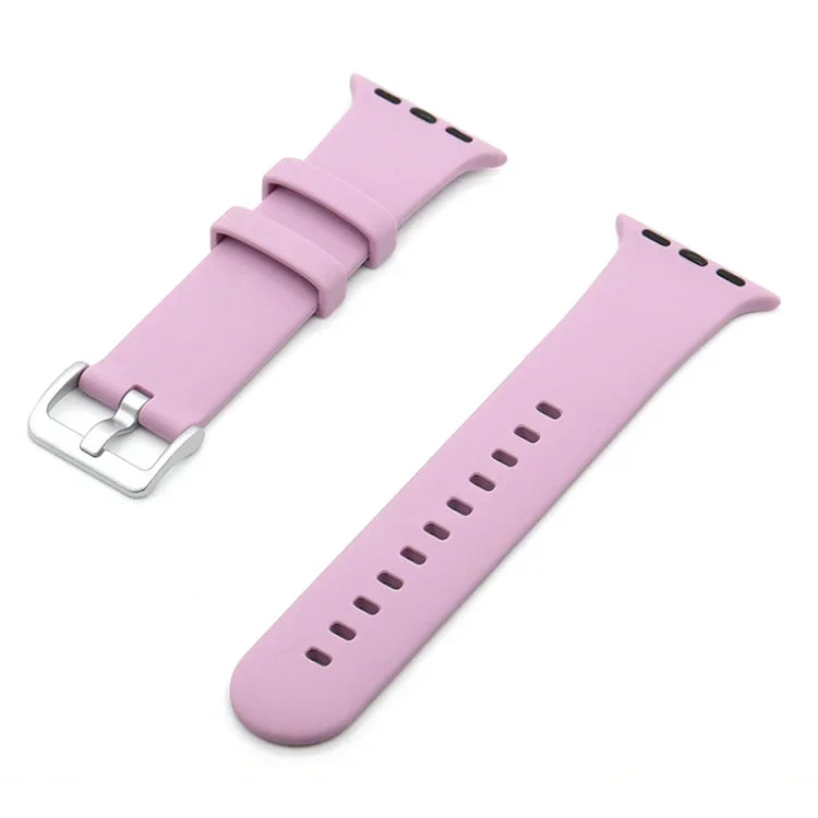 Correia de Substituição em Silicone com Fivela Prateada, Para Apple Watch Series 7  41mm / & 6 & SE & 5 & 4 40mm, Para Apple Watch Series  7  45mm / & 6 & SE & 5 & 4 44mm