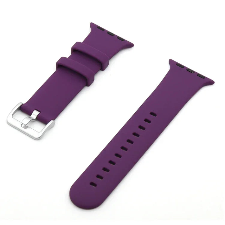 Correia de Substituição em Silicone com Fivela Prateada, Para Apple Watch Series 7  41mm / & 6 & SE & 5 & 4 40mm, Para Apple Watch Series  7  45mm / & 6 & SE & 5 & 4 44mm