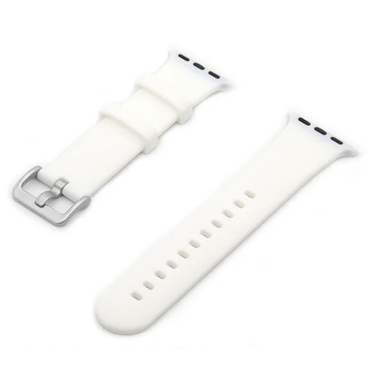 Correia de Substituição em Silicone com Fivela Prateada, Para Apple Watch Series 7  41mm / & 6 & SE & 5 & 4 40mm, Para Apple Watch Series  7  45mm / & 6 & SE & 5 & 4 44mm