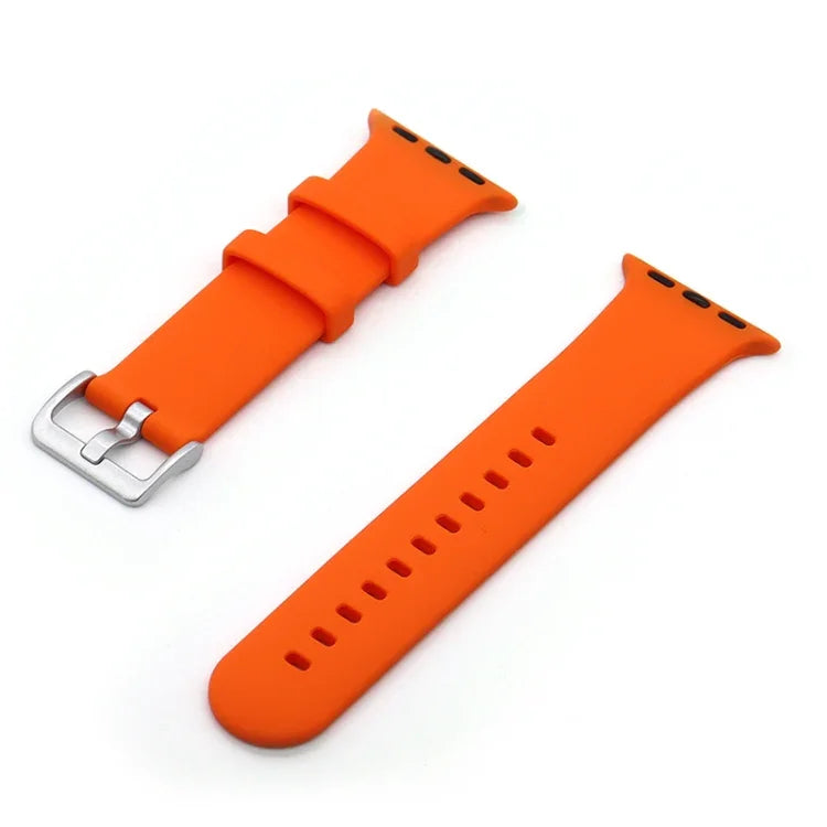 Correia de Substituição em Silicone com Fivela Prateada, Para Apple Watch Series 7  41mm / & 6 & SE & 5 & 4 40mm, Para Apple Watch Series  7  45mm / & 6 & SE & 5 & 4 44mm