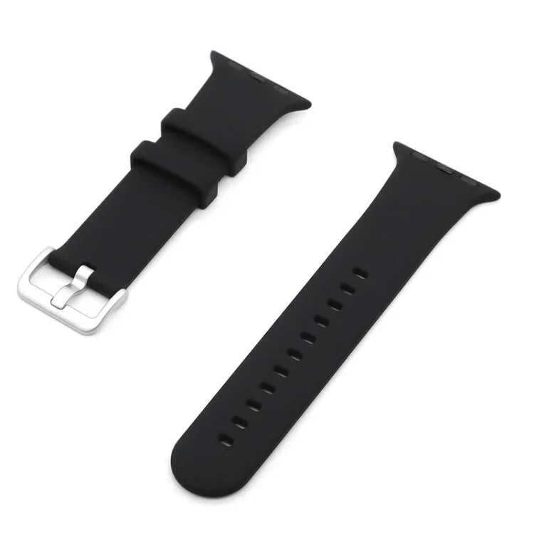 Correia de Substituição em Silicone com Fivela Prateada, Para Apple Watch Series 7  41mm / & 6 & SE & 5 & 4 40mm, Para Apple Watch Series  7  45mm / & 6 & SE & 5 & 4 44mm