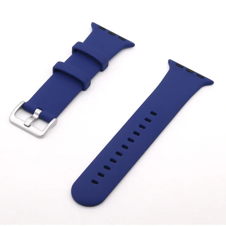 Correia de Substituição em Silicone com Fivela Prateada, Para Apple Watch Series 7  41mm / & 6 & SE & 5 & 4 40mm, Para Apple Watch Series  7  45mm / & 6 & SE & 5 & 4 44mm