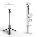 Q02S Iluminação de Preenchimento Bastão Selfie Bluetooth Tripé Suporte para Telemóvel, Q02S (Preto), Q02S (Branco)