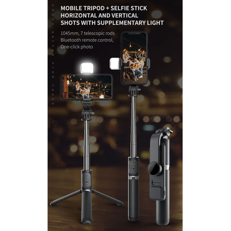 Q02S Iluminação de Preenchimento Bastão Selfie Bluetooth Tripé Suporte para Telemóvel, Q02S (Preto), Q02S (Branco)